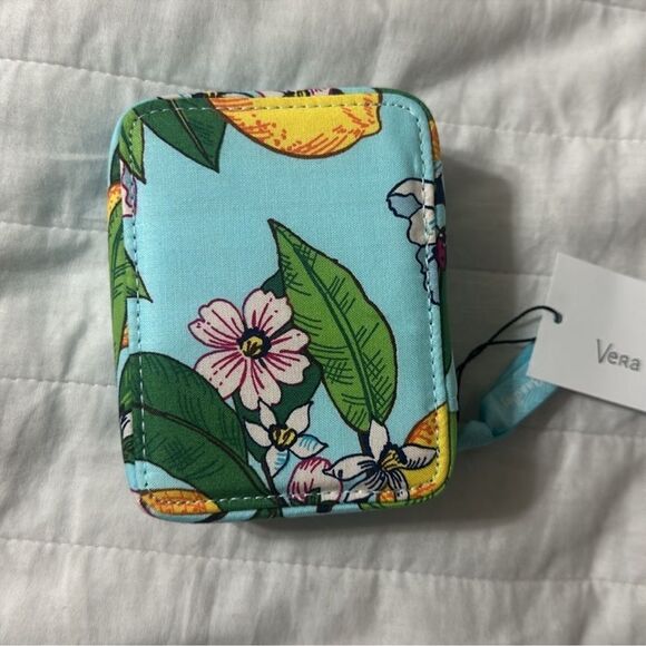 Vera Bradley Lemon Grove Blue Yellow Green Zip Travel Pill Case - Picture 12 of 16
